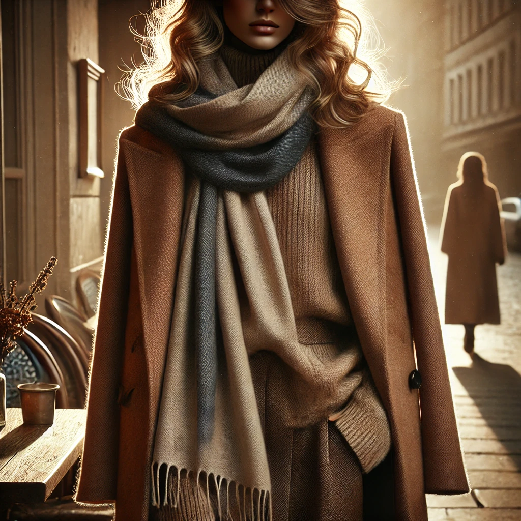 Stylish scarf coat with integrated scarf design
